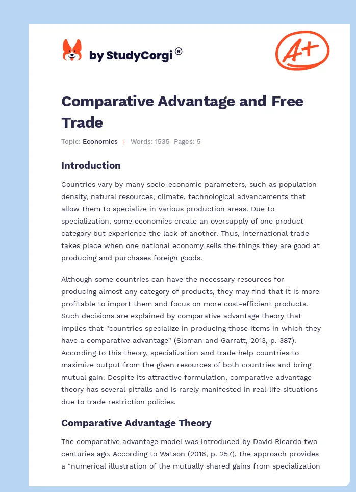 Comparative Advantage and Free Trade. Page 1
