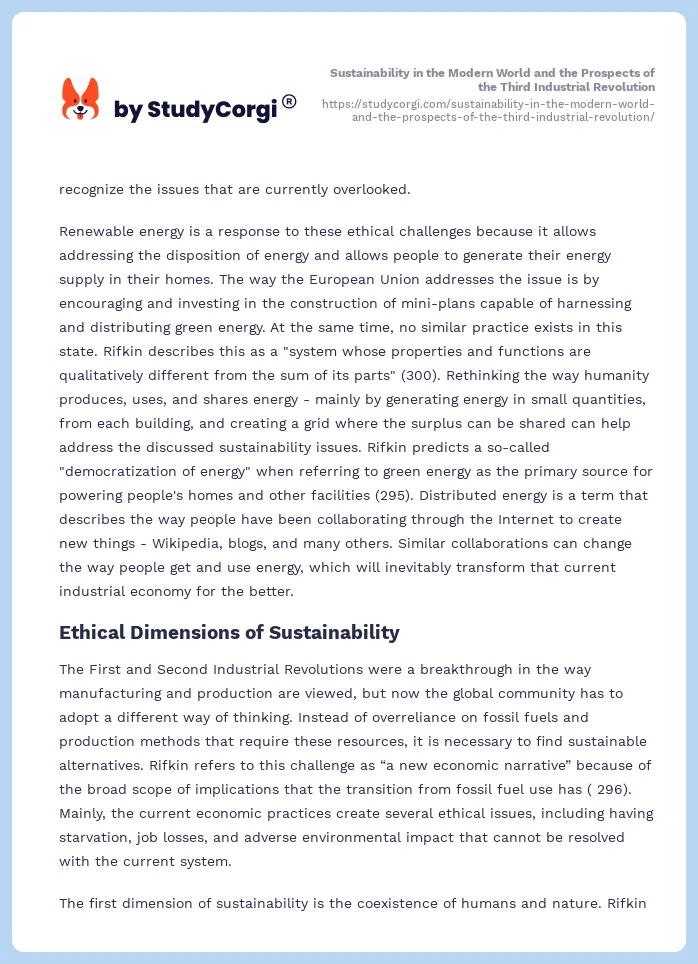 Sustainability in the Modern World and the Prospects of the Third Industrial Revolution. Page 2