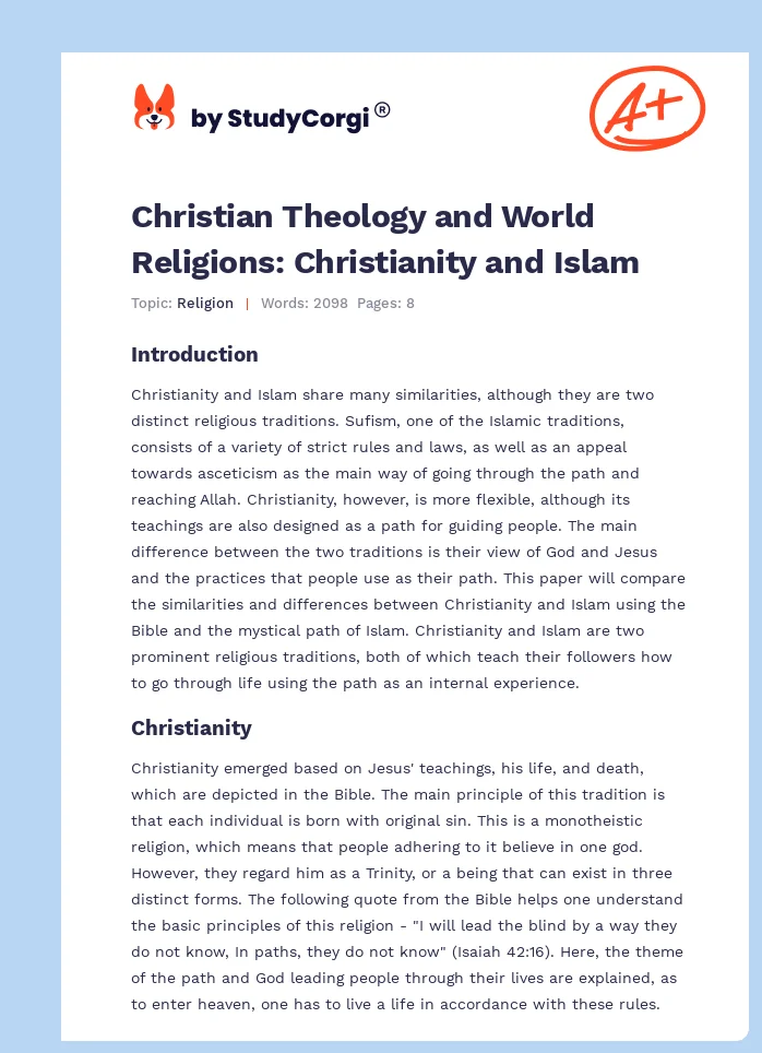 Christian Theology and World Religions: Christianity and Islam. Page 1