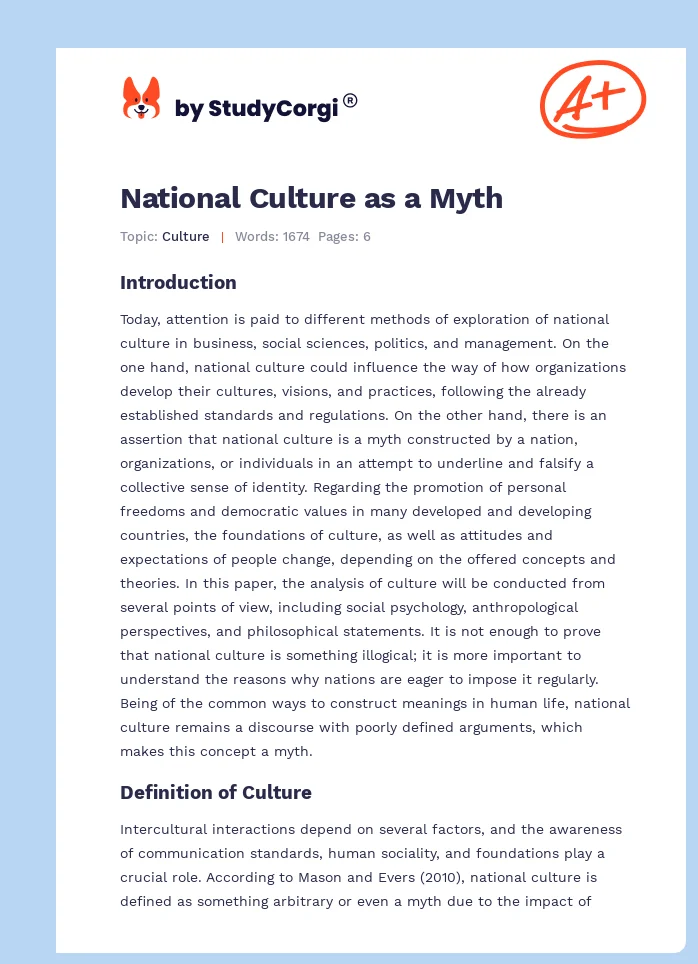 National Culture as a Myth. Page 1