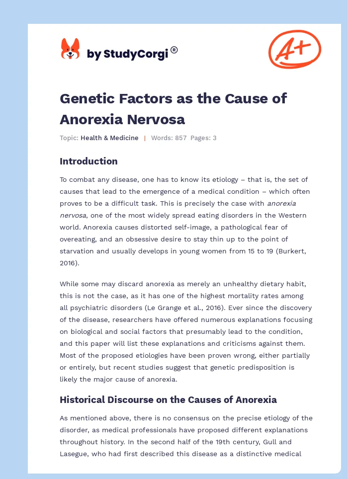 Genetic Factors as the Cause of Anorexia Nervosa. Page 1