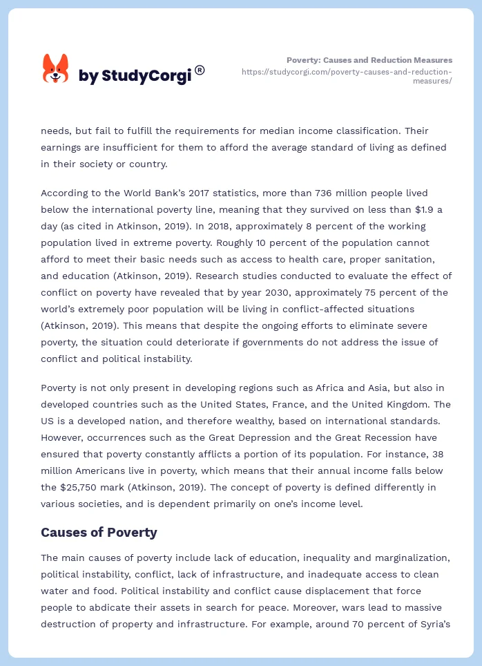 Poverty: Causes and Reduction Measures. Page 2
