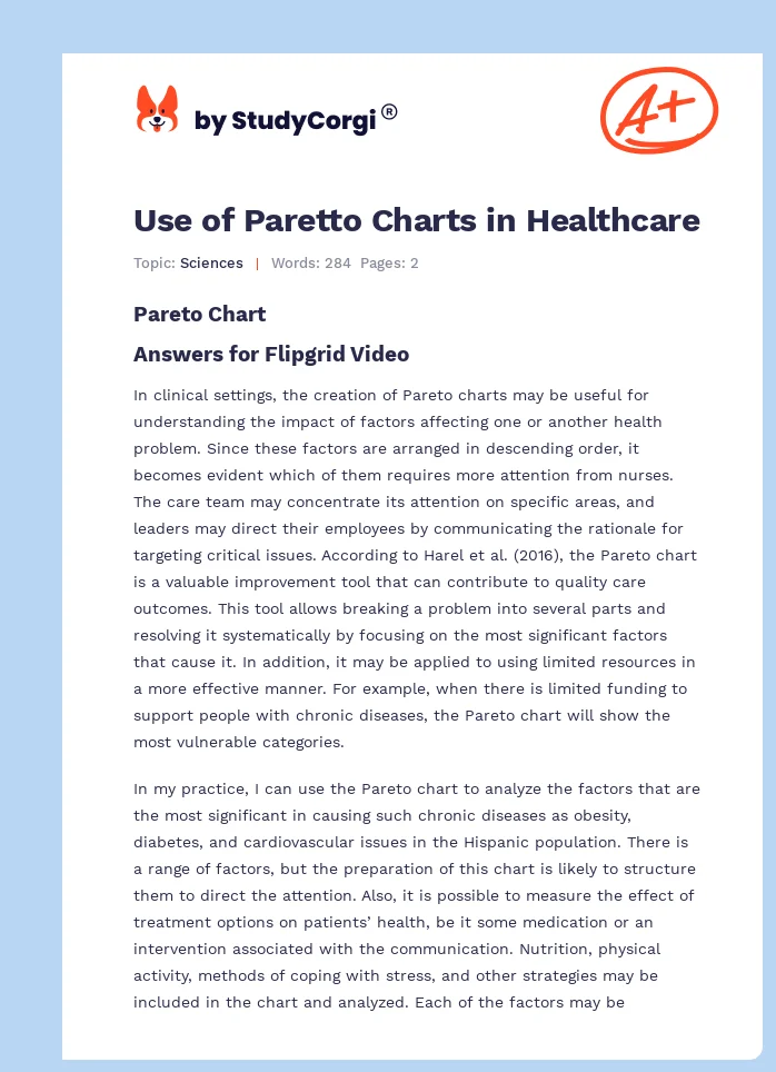 Use of Paretto Charts in Healthcare. Page 1