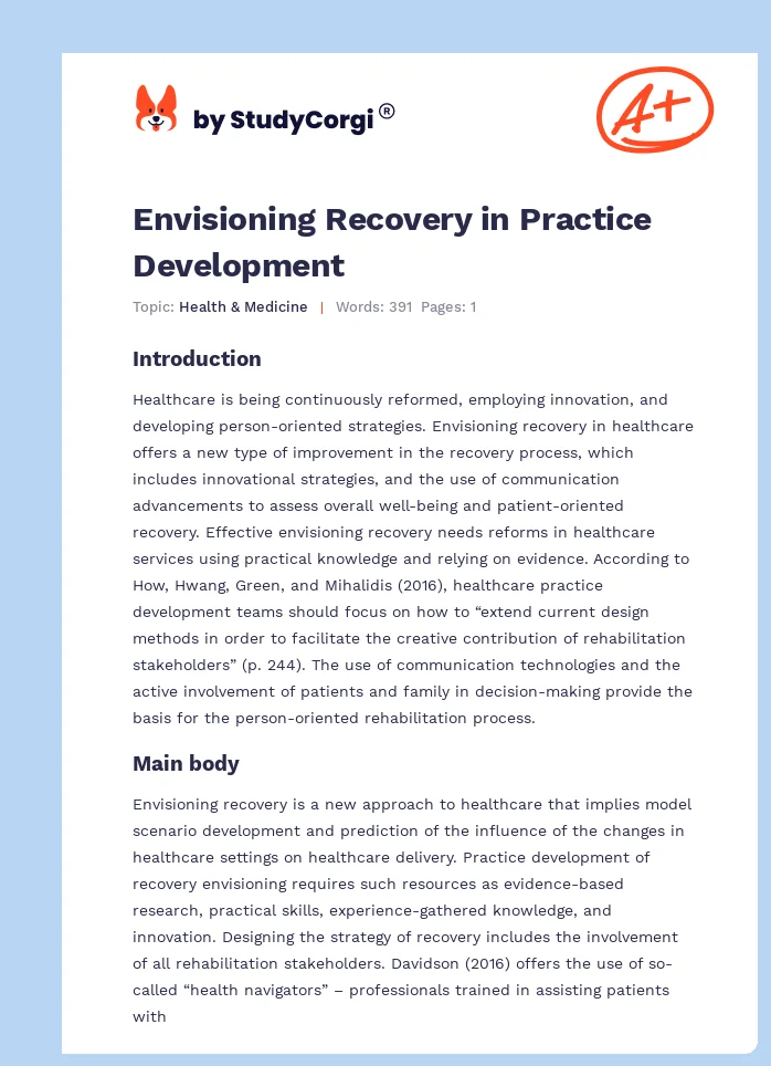 Envisioning Recovery in Practice Development. Page 1