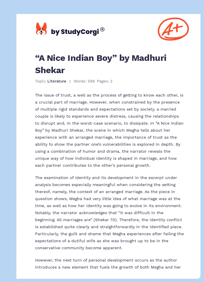 “A Nice Indian Boy” by Madhuri Shekar. Page 1