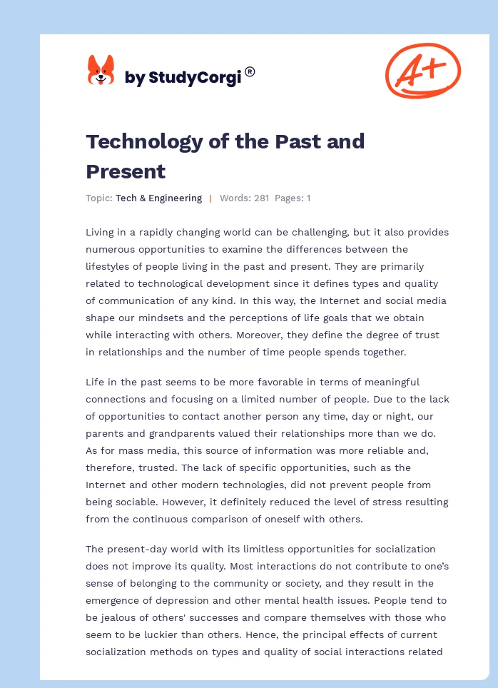 Technology of the Past and Present. Page 1