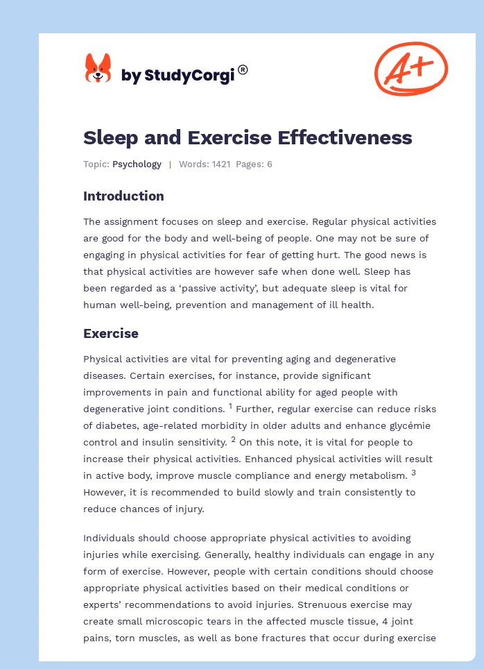 Sleep and Exercise Effectiveness. Page 1