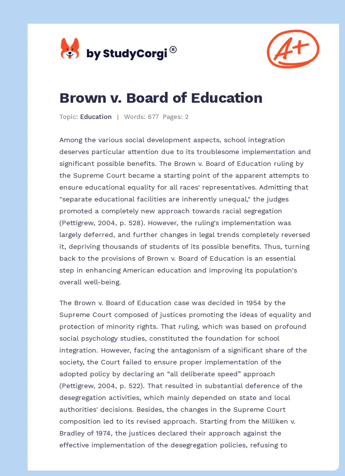 Brown v. Board of Education. Page 1