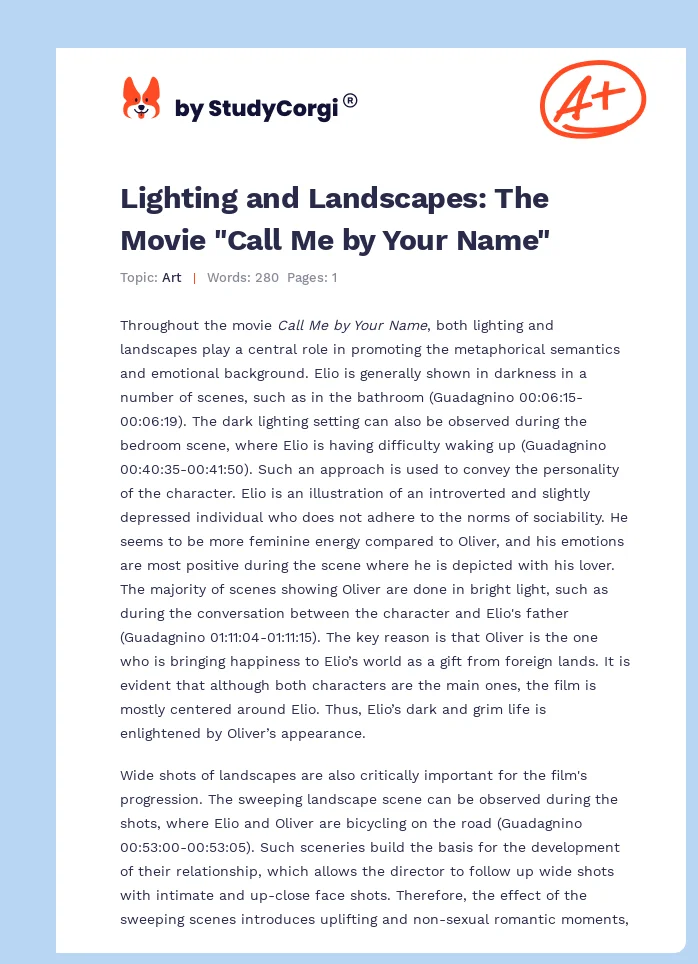 Lighting and Landscapes: The Movie "Call Me by Your Name". Page 1