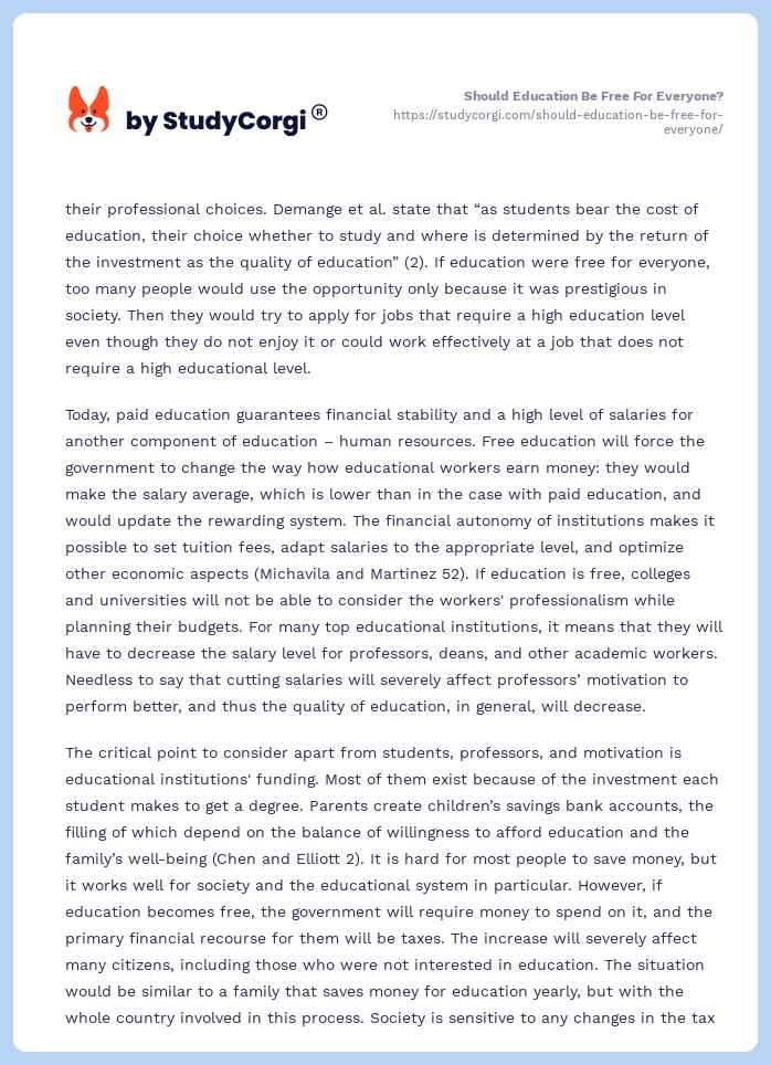 Should Education Be Free For Everyone?. Page 2