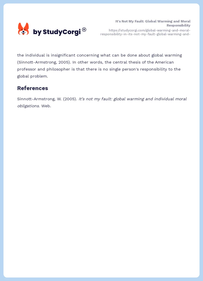 It's Not My Fault: Global Warming and Moral Responsibility. Page 2