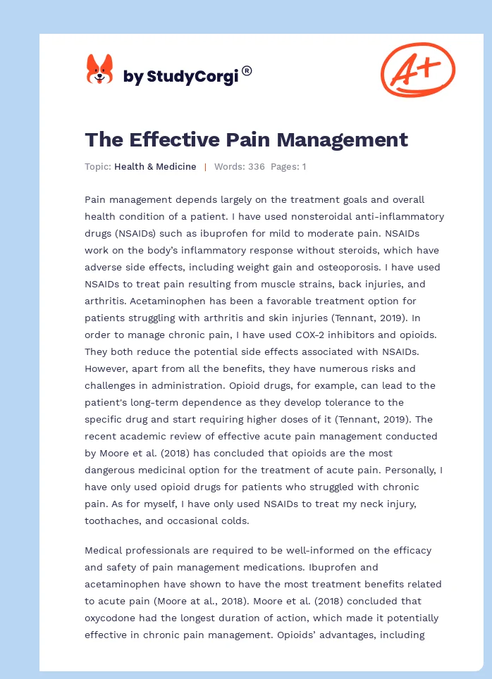 The Effective Pain Management. Page 1