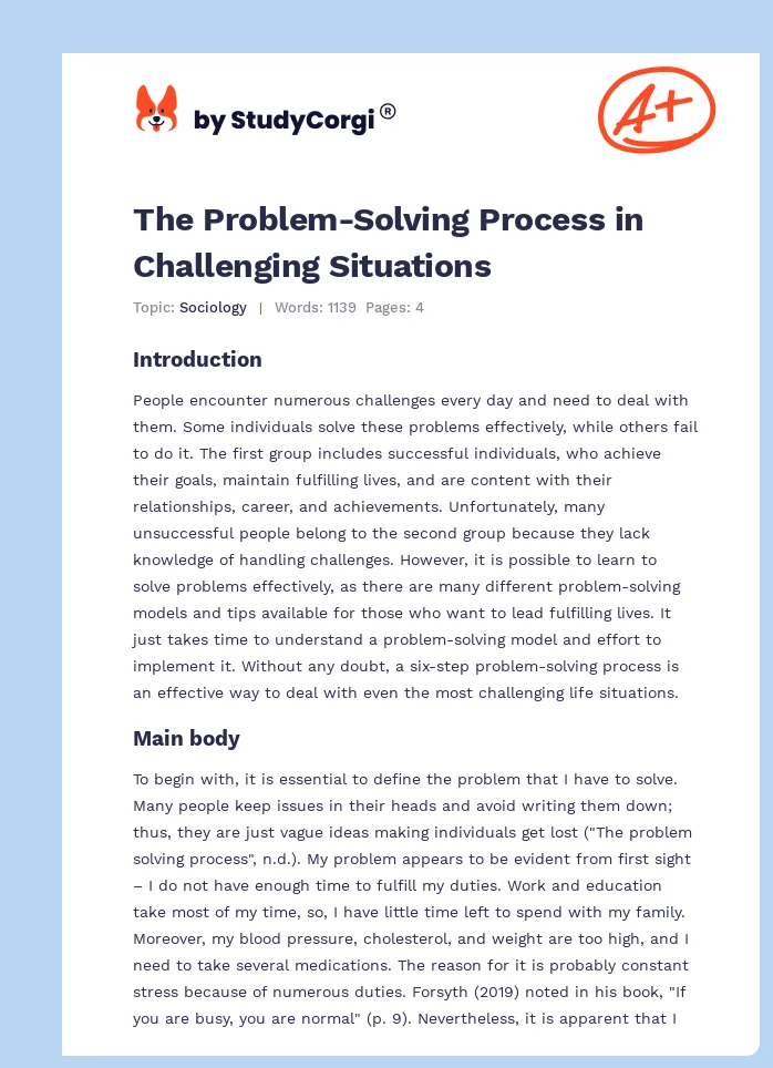The Problem-Solving Process in Challenging Situations. Page 1