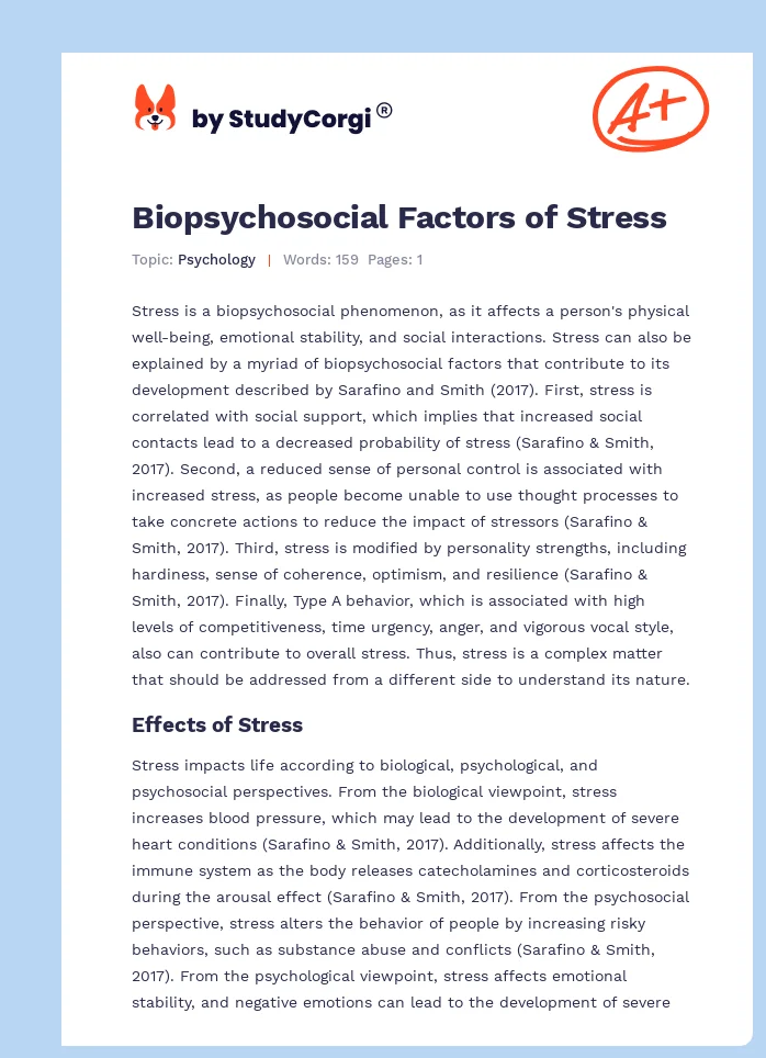 Biopsychosocial Factors of Stress. Page 1