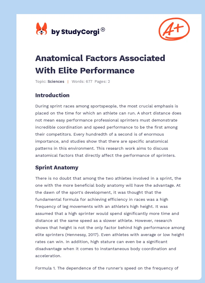 Anatomical Factors Associated With Elite Performance. Page 1
