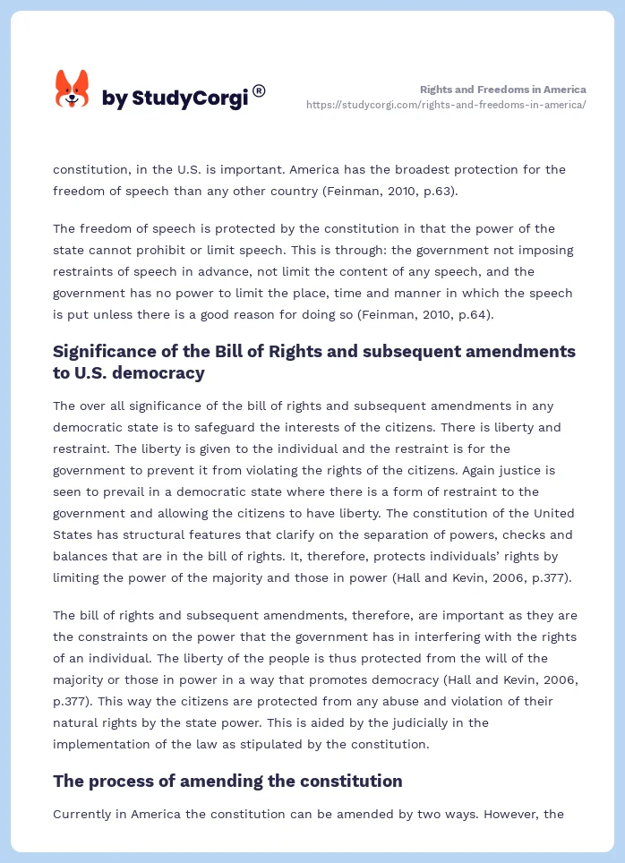 Rights and Freedoms in America. Page 2