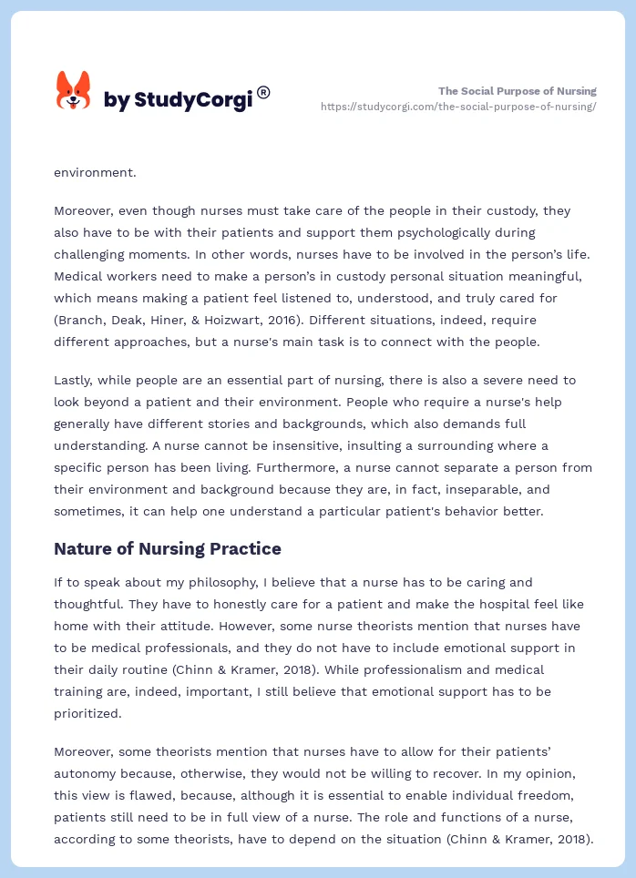 The Social Purpose of Nursing. Page 2