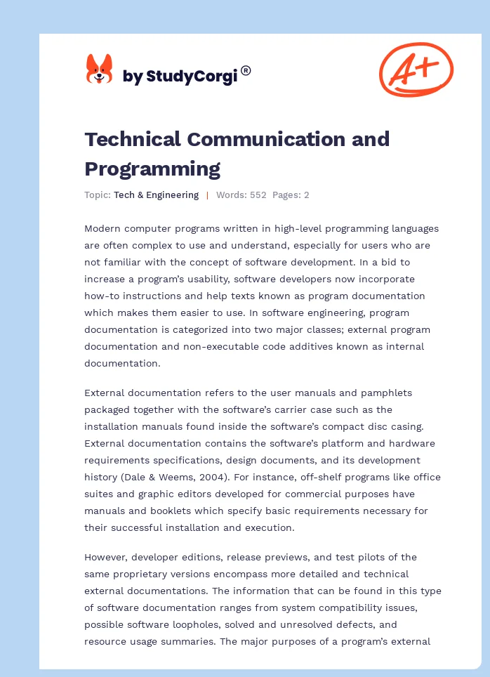Technical Communication and Programming. Page 1