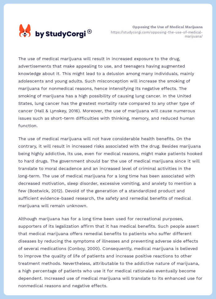 Opposing the Use of Medical Marijuana. Page 2