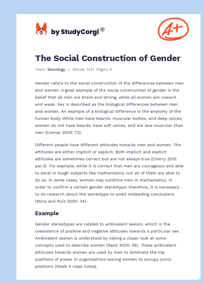 The Social Construction of Gender. Page 1