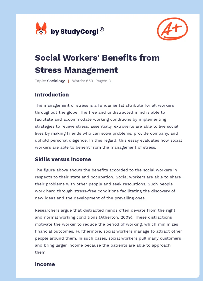 Social Workers' Benefits from Stress Management. Page 1