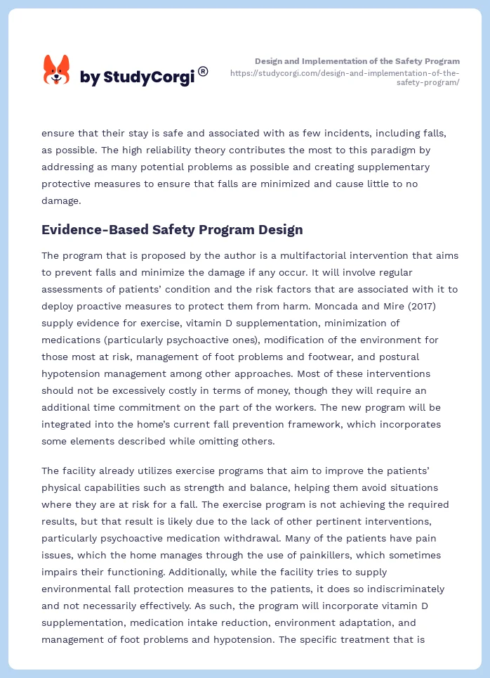 Design and Implementation of the Safety Program. Page 2