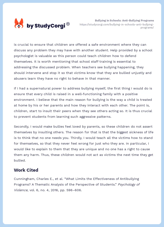 Bullying in Schools: Anti-Bullying Programs. Page 2