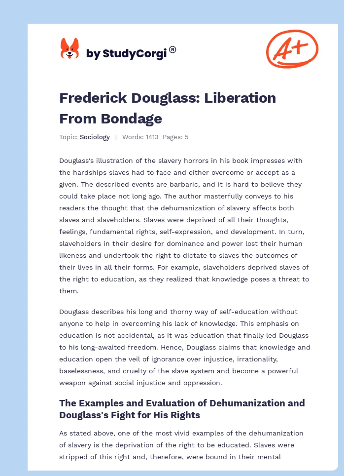 Frederick Douglass: Liberation From Bondage. Page 1