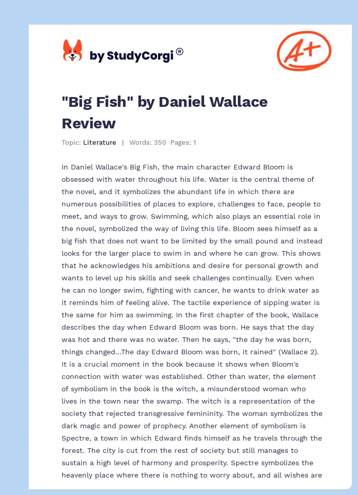 "Big Fish" by Daniel Wallace Review. Page 1
