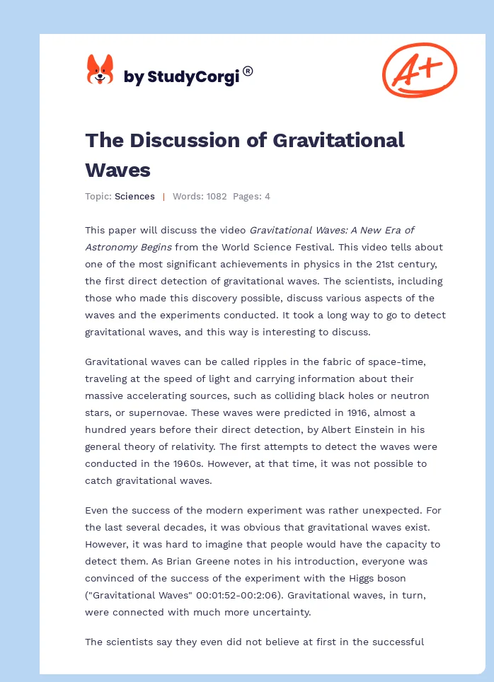 The Discussion of Gravitational Waves. Page 1