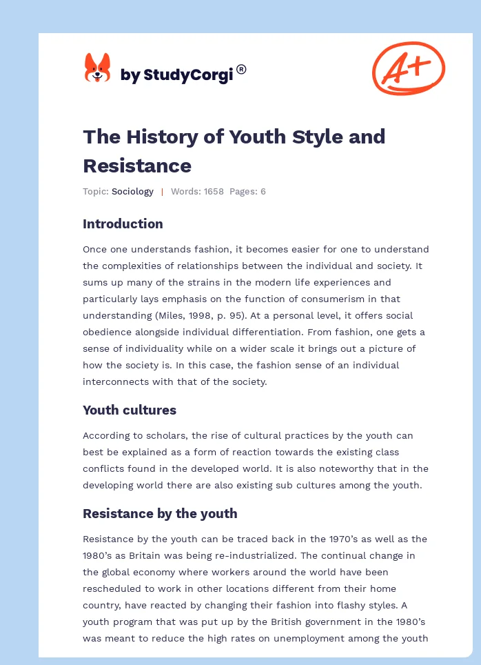 The History of Youth Style and Resistance. Page 1