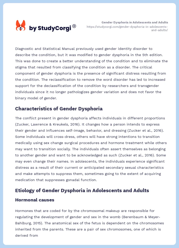 Gender Dysphoria in Adolescents and Adults. Page 2