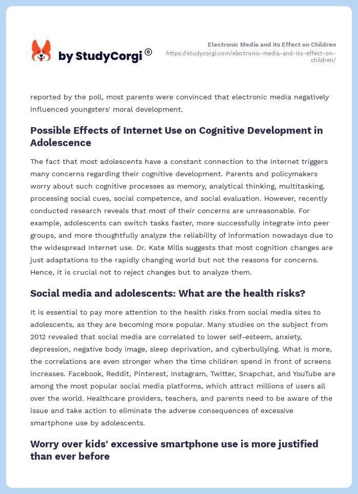 Electronic Media and its Effect on Children. Page 2