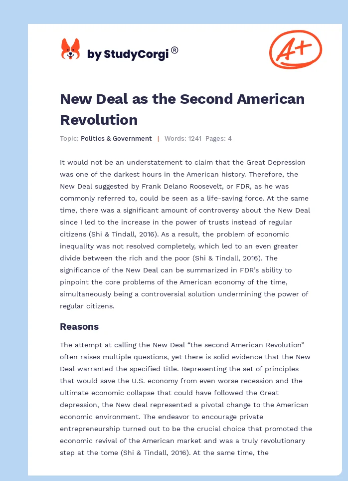 New Deal as the Second American Revolution. Page 1