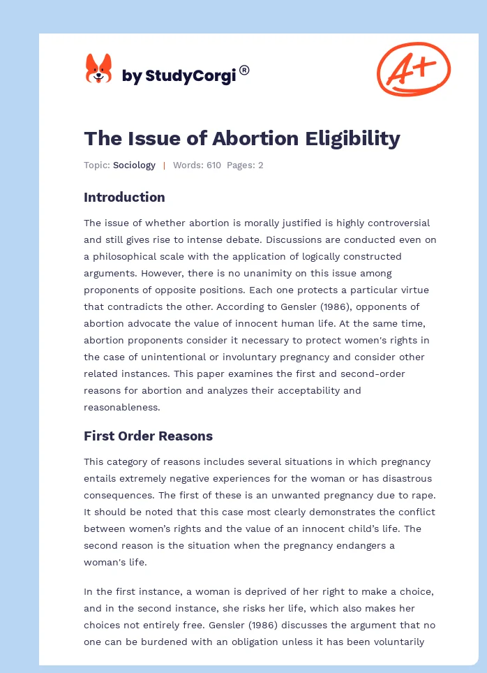 The Issue of Abortion Eligibility. Page 1