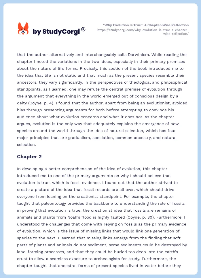 "Why Evolution Is True": A Chapter-Wise Reflection. Page 2
