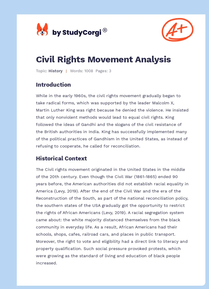 Civil Rights Movement Analysis. Page 1