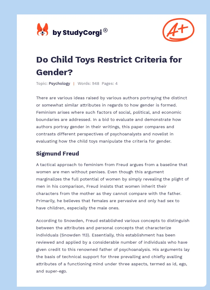 Do Child Toys Restrict Criteria for Gender?. Page 1