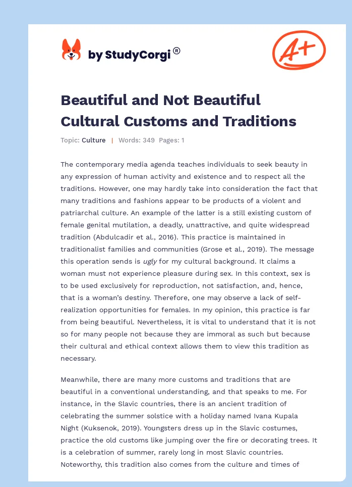 Beautiful and Not Beautiful Cultural Customs and Traditions. Page 1