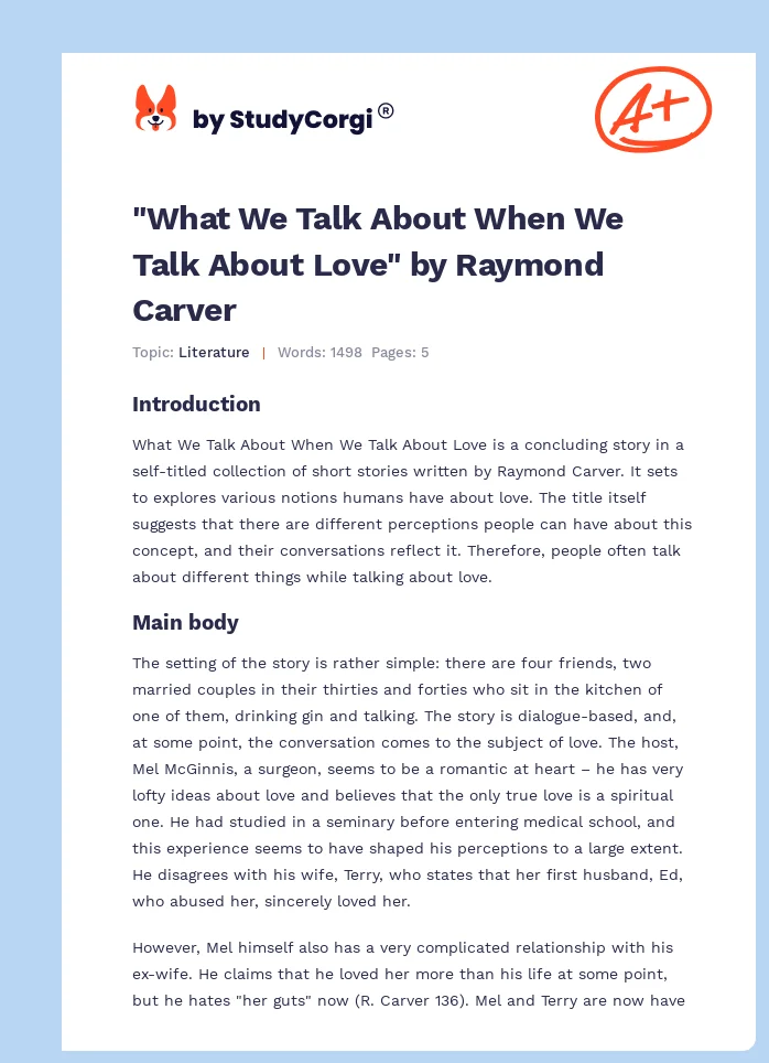 "What We Talk About When We Talk About Love" by Raymond Carver. Page 1