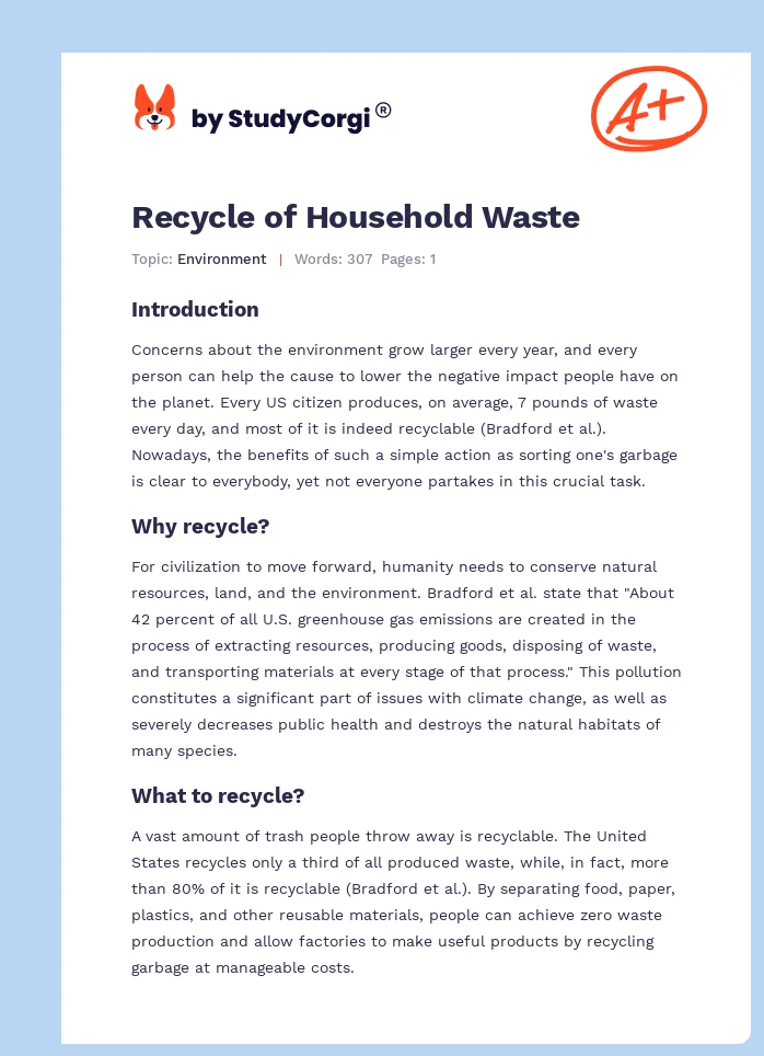 Recycle of Household Waste. Page 1
