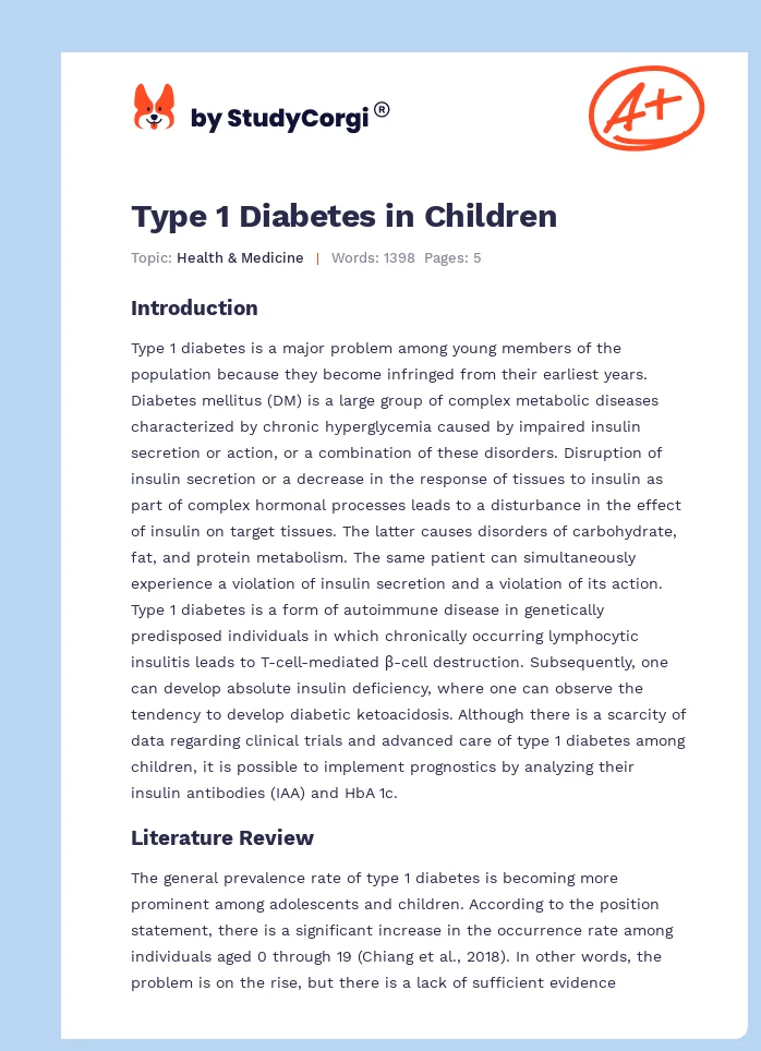 Type 1 Diabetes in Children. Page 1