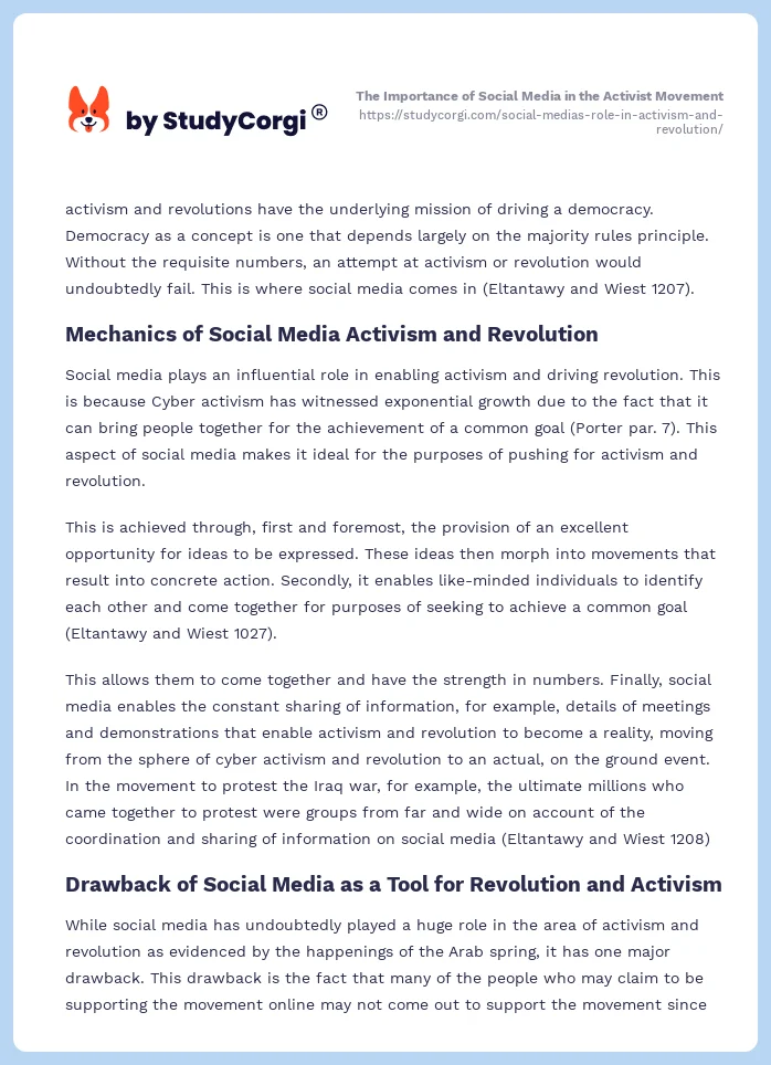 The Importance of Social Media in the Activist Movement. Page 2