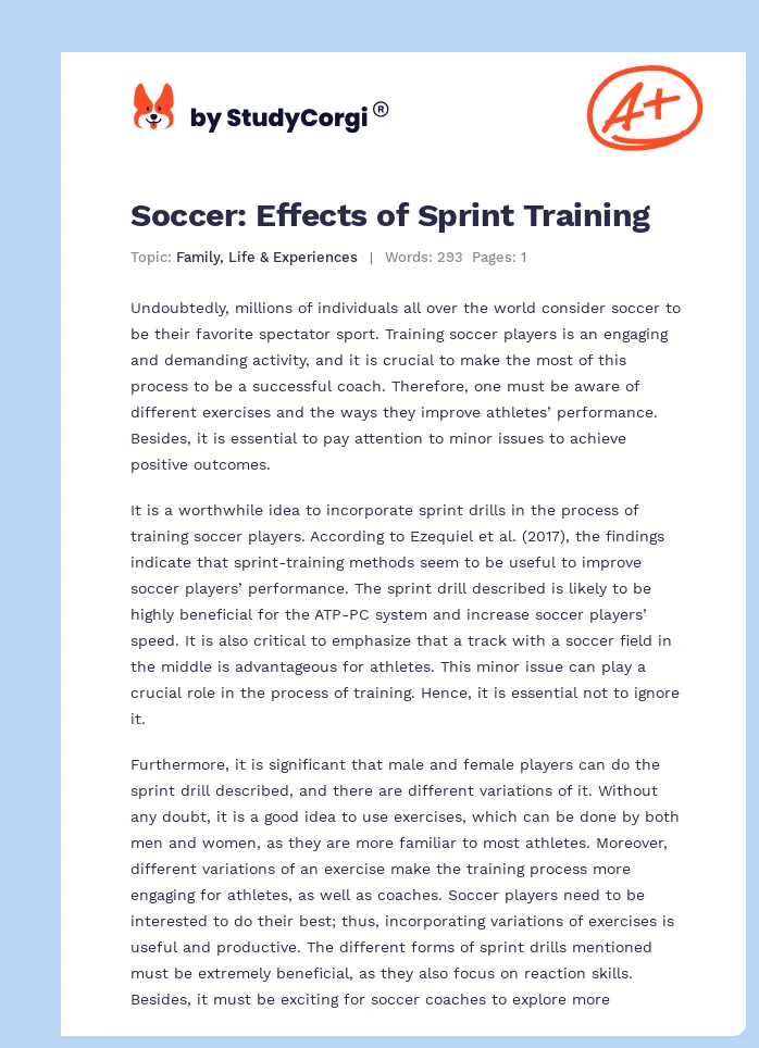 Soccer: Effects of Sprint Training. Page 1