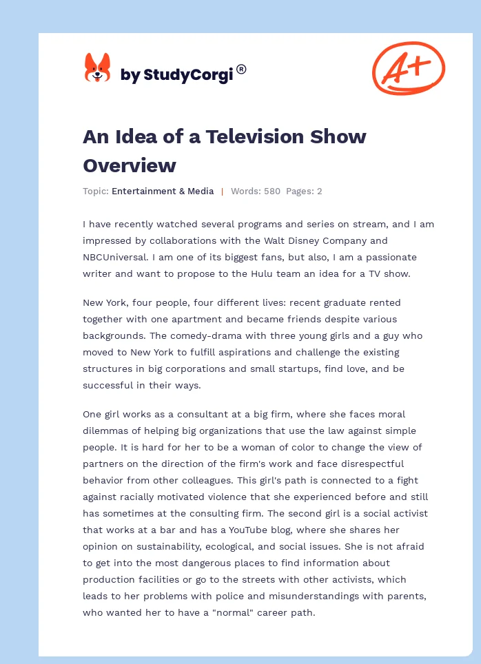 An Idea of a Television Show Overview. Page 1