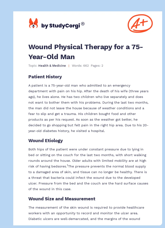 Wound Physical Therapy for a 75-Year-Old Man. Page 1