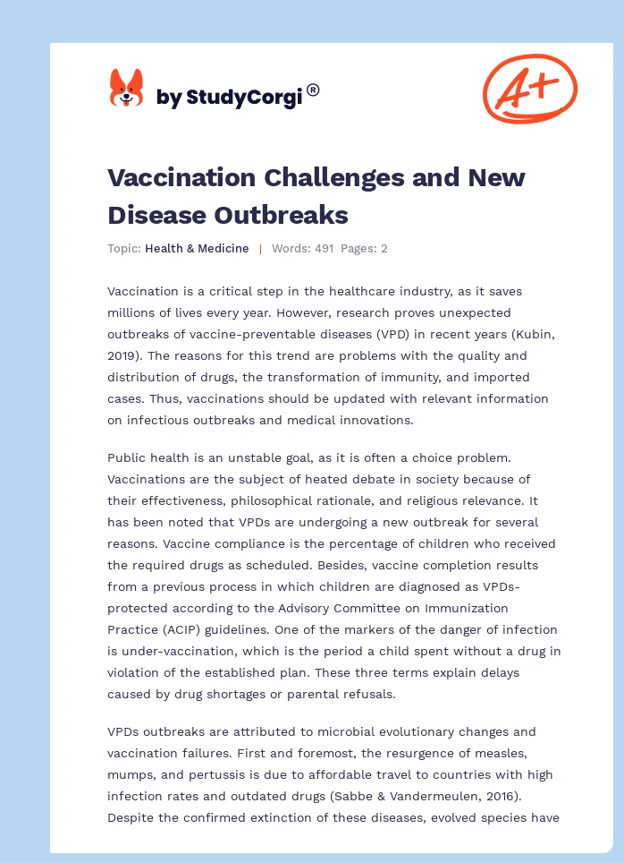 Vaccination Challenges and New Disease Outbreaks. Page 1