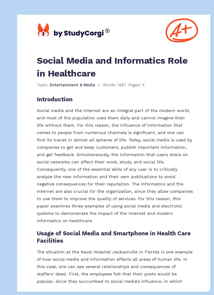 Social Media and the Modern Impact of Informatics. Page 1