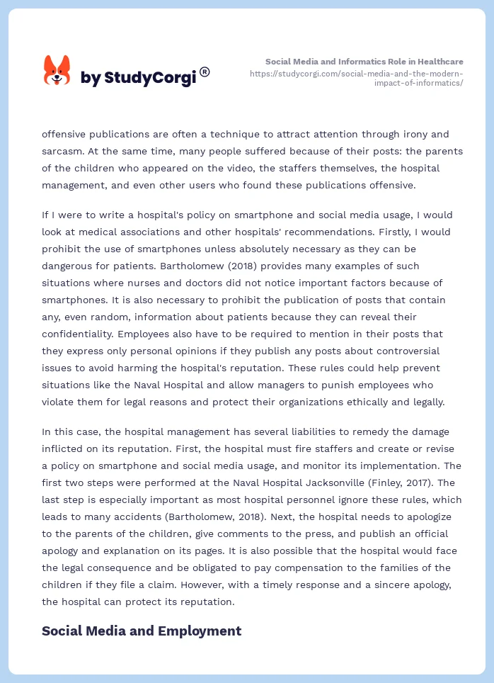 Social Media and the Modern Impact of Informatics. Page 2