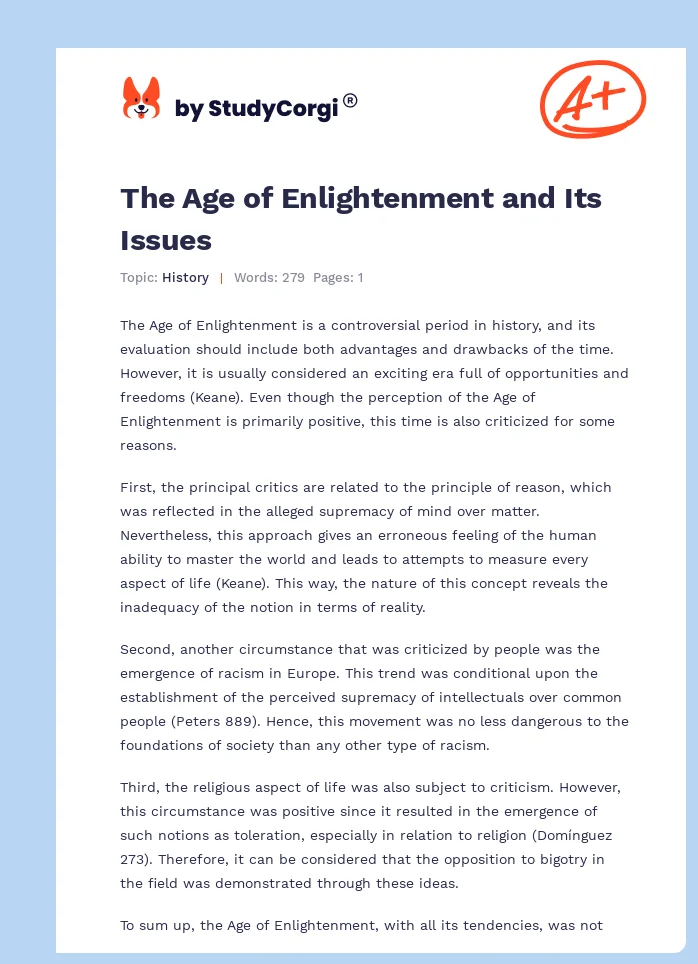 The Age of Enlightenment and Its Issues. Page 1